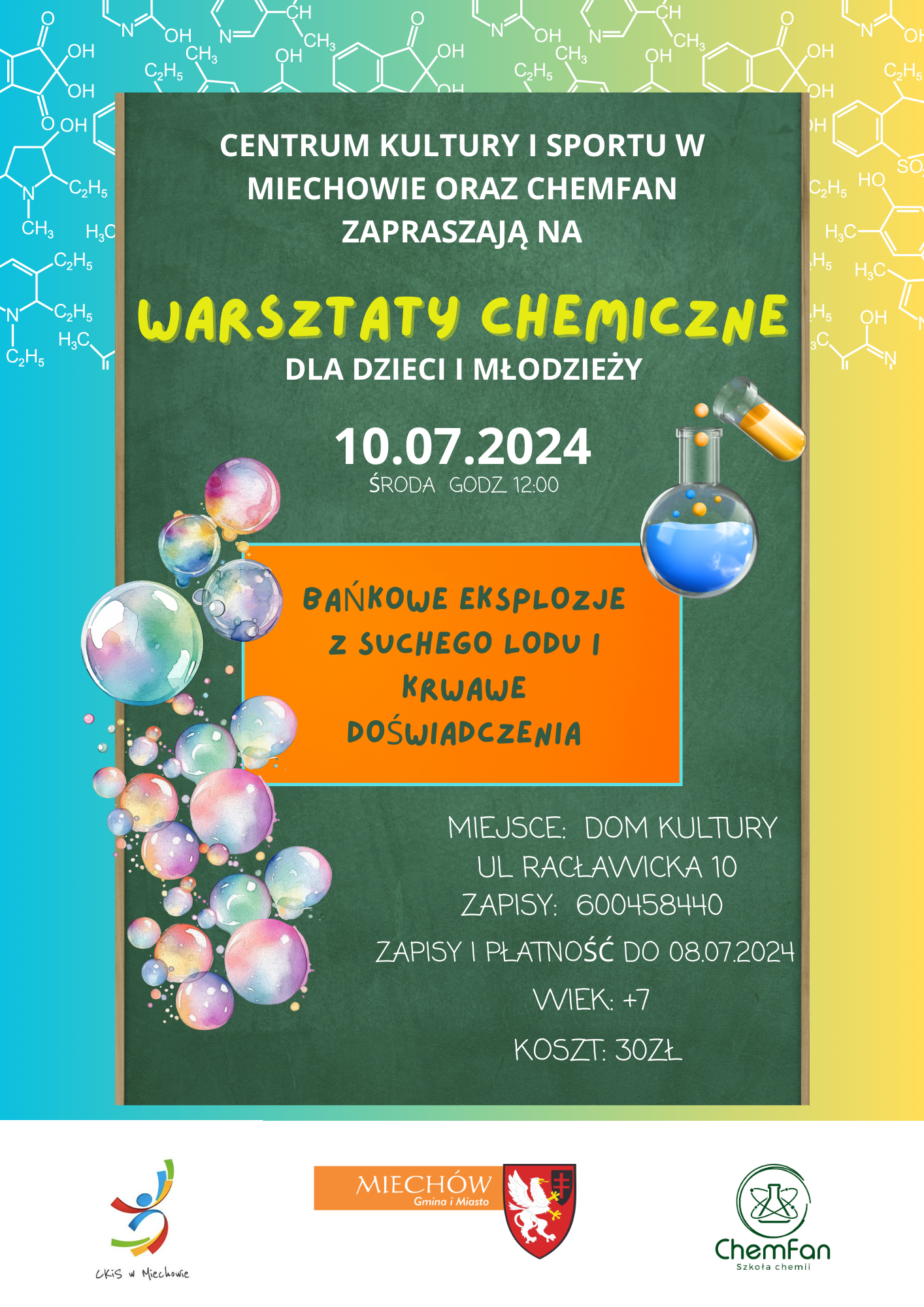 plakat na chemiczne warsztaty