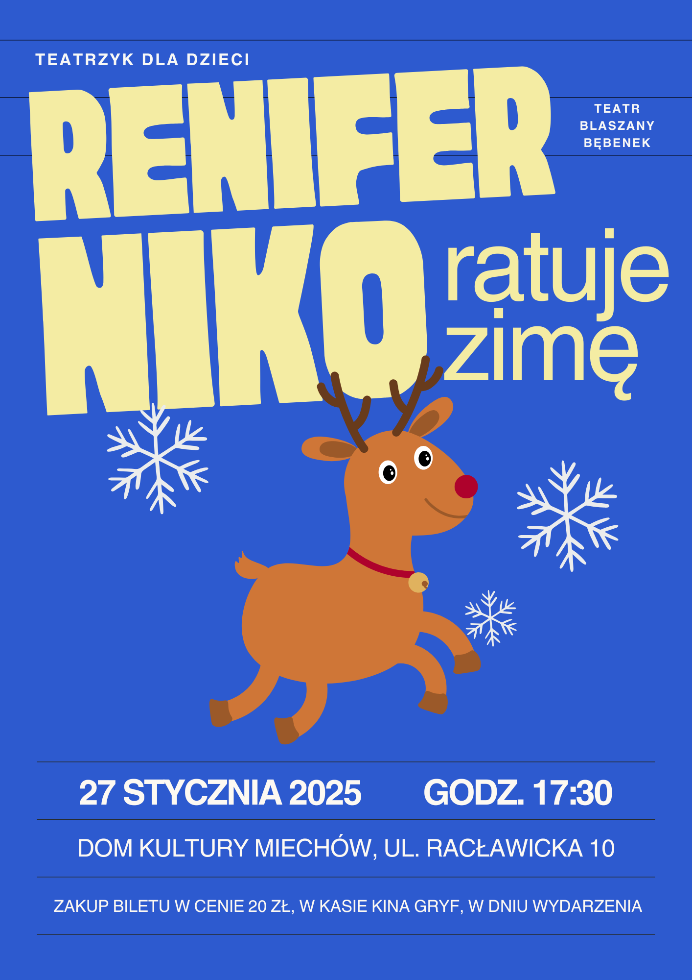 plakat-teatrzyk renifer niko ratuje zimę